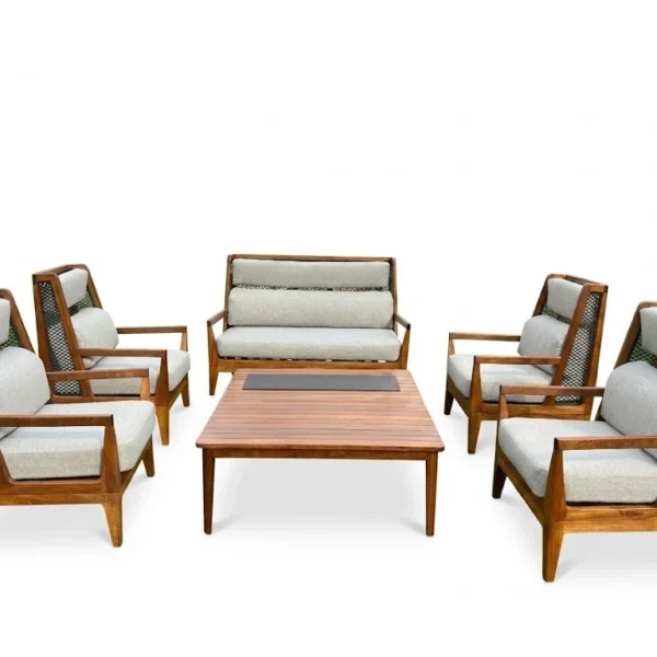 "Urban Outdoor Set" طقم حدائق خارجي فاخر – خشب تيك ومعدن
