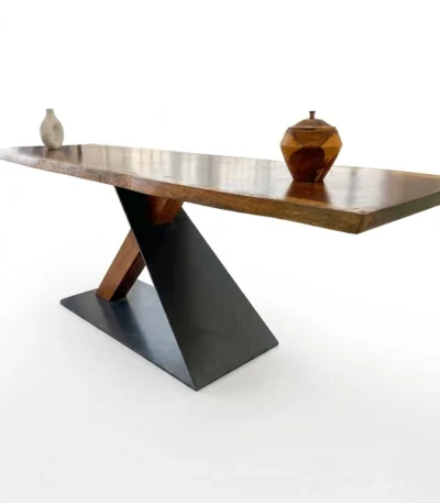 ترابيزة سفرة ومكتب تيك طبيعي مودرن - Xylon Live Edge Solid Wood Table