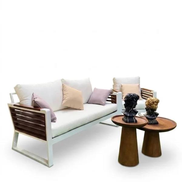 Eden Outdoor Sofa Set | Luxury Wood & Metal Lounge – طقم كنب خارجي فاخر خشب ومعدن