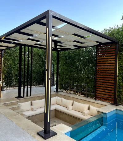 برجولة مودرن بإضاءة مدمجة | Modern Pergola with Integrated Lighting