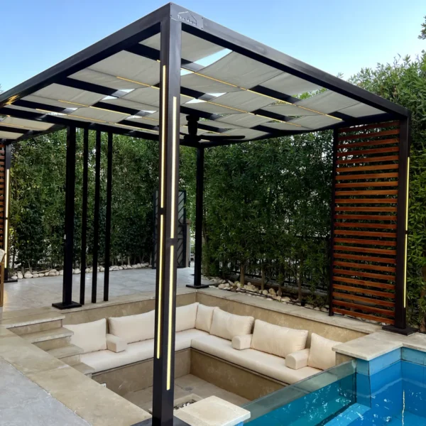 برجولة مودرن بإضاءة مدمجة | Modern Pergola with Integrated Lighting
